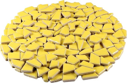 Ceramic Mosaic Tiles for Crafts & Art Projects 200 Grams Vibrant Colors Pieces Fit Together Like a Puzzle Endless Creative Ideas for Mosaic Art DIY Hobbies Small Sizes (Yellow)