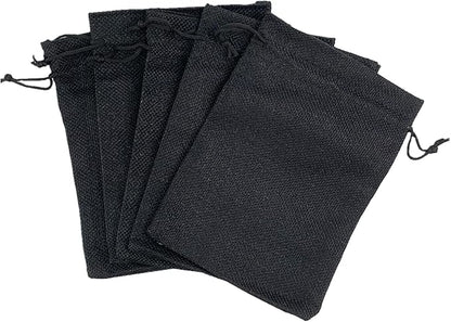 Palmhomee Pack of 25 Burlap Gift Bags with Drawstring Linen Jewelry Pouches Wedding Hessian Jute Bags for Birthday and Treat Pouches Party Wedding Favors Gift (5x7 Inch, Black)