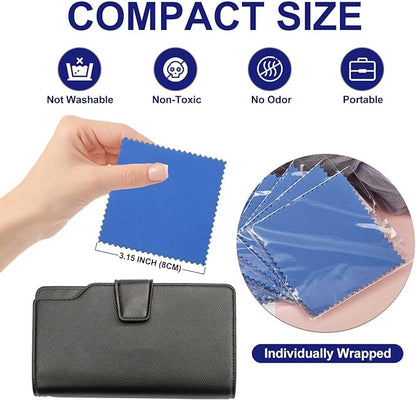 SEVENWELL 50pcs Jewelry Cleaning Cloth Dark Blue Polishing Cloth for Sterling Silver Gold Platinum Small Silver Polish8x8cm