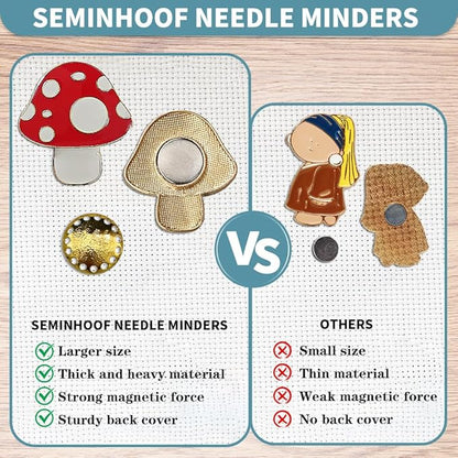 Magnetic Needle Minder Magnet Embroidery Accessories and Supplies Embroidery Needle Holder Cross Stitch Holder Needlework Supplies (Cardinal) (Mushroom)