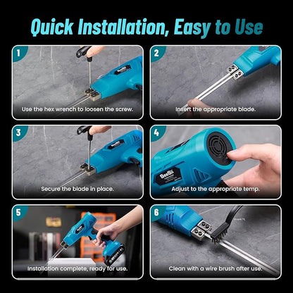SEESII Cordless Foam Cutter: Electric Hot Knife Kit with 2×2000mAh Batteries,120W Power (Max 842°F) Air-Cooled Styrofoam Cutting Tool with 4 Blades for Rope,Fabric,EPP,EPS, XPS,EPE,PU,KT Board