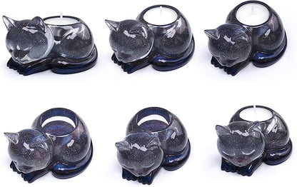 Cat Candle Holder Animal Cylinder Candle & Resin Mold - Resin Casting Silicone Molds for Home Decor & Candle Making Wave Spiral Mold