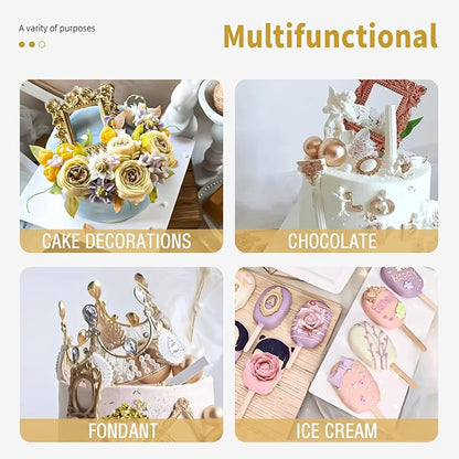 Growtail Vintage Frame Fondant Silicone Molds - Baroque & Rose Flower Designs for Chocolate Cake Decoration & Cupcake Toppers