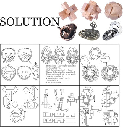 Brain Teaser Puzzle for Adults Puzzles Metal Hole Lock Adult Educational Toy Jigsaw IQ Puzzle（6 Pack） (Silver)
