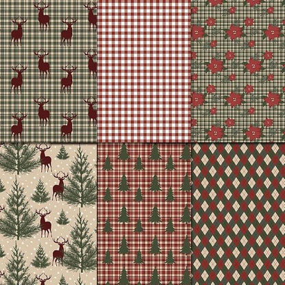 Christmas Scrapbook Paper Pad 12×12,Vintage Christmas Deer Patterned Papers ,24 Sheets Double-Sided Merry Christmas Scrapbooking CardStock Paper Pad for Holiday Cardmaking DIY Origami Papers.