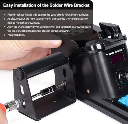 YIHUA 926 III 60W Digital Display Soldering Iron Station Kit w 2 Helping Hands, 6 Extra Iron Tips, Lead-Free Solder, Solder Sucker, S/S Tweezers, °C/ºF Conversion, Auto Sleep & Calibration Support