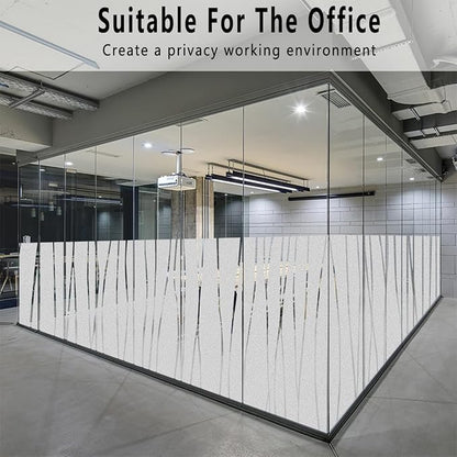 Finnez Window Privacy Film Decorative Frosted Window Cling Privacy Film for Glass, Non-Adhesive Heat Anti-UV for Home Office Living Room, Irregular Stripe Patterns, 17.5 x 157.4 Inches