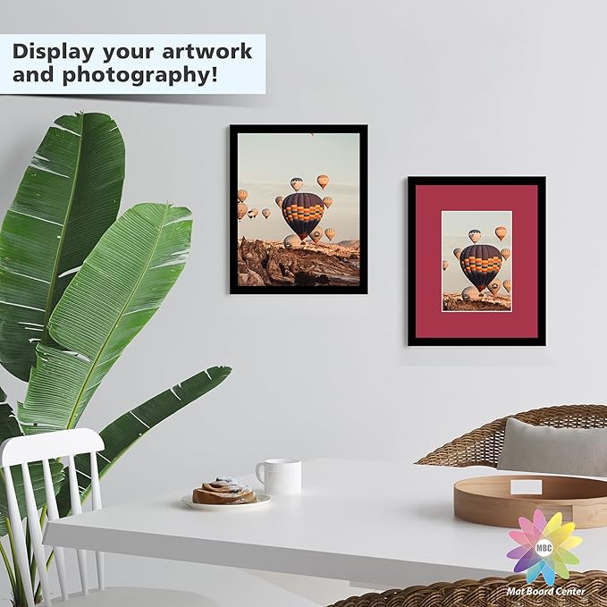 Mat Board Center, Pack of 25, 8x10 for 5x7 Mix Color Picture Mat Sets - Acid Free, 4-ply Thickness, Bevel Pre-Cut White Core - Includes Backing Boards and Clear Bags - for Pictures, Photos, Framing