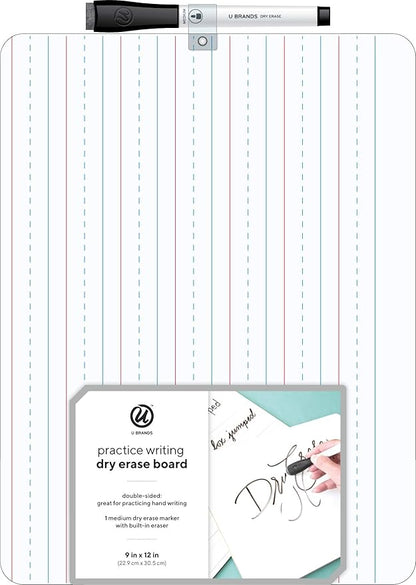 U Brands Dry Erase Lap Board, Double Sided, 9" x 12" Inches, Dry Erase Marker Included, Small White Board, 1 Count