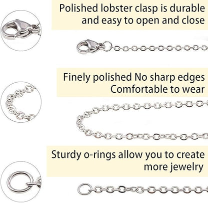 Jishi Chains Jewelry Making Supplies, 60ft Cable Link Chains for Making Jewelry Necklace Earring Bracelet Findings DIY Craft Kit for Adults, 6-Color 2mm Gold Silver Copper Plated Metal Link Rolls Bulk