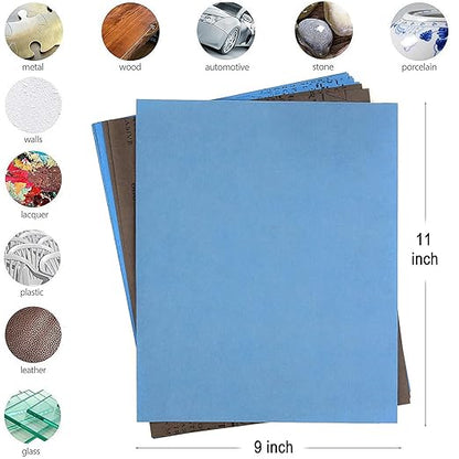 9x11 inch 10 Sheets Sandpaper, Wet or Dry 7000-15000 Grit 5 Assortment Sand Paper, Extra Fine Precision Abrasive Pads for Automotive Sanding, Wood Turing Finishing, Metal Furniture Polishing