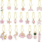 BEEFLYING 20Pcs Cute Mixed Pink Stitch Markers, Alloy Enamel Knitting Stitch Marker Charms Pendants for Sewing Crocheting and Knitting