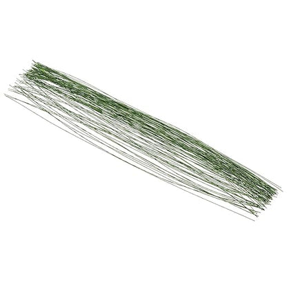 PATIKIL 28 Gauge 16" Floral Stem Wire, 100 Pcs Paper Wrapped Iron Artificial Flower Stem Accessories for DIY Bouquet Stem and Craft Decoration, Dark Green
