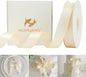 HUIHUANG Cream Ribbon 1 inch x 50 Yards Ivory Double-Faced Polyester Silk Satin Ribbon for Gift Wrapping, Wedding Invitations, Hair, Bows Making, Holiday Decor, Floral Arrangement