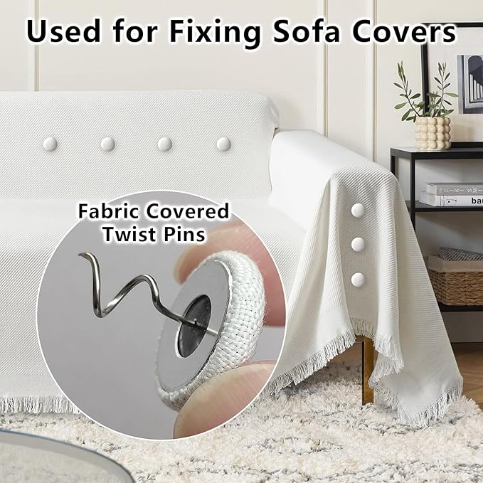 Linen Fabric-Covered Twist Pins - 8 Colors Upholstery Pins & Bed Skirt Pins -Used to Secure Sofa Cushion, Armrest Covers, Furniture & Bed Skir(12, Brown)