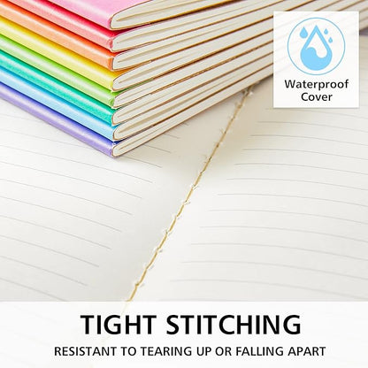 feela 48 Pack Composition Notebooks Bulk, Kraft Cover Lined Blank College Ruled Composition Travel Journals with Rainbow Spines For Women Students Business, 60 Pages, 8.3”x 5.5”, A5, 8 Colors