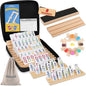 Mexican Train Dominoes Set with Numbers and 8 Wooden Holders, Double 12 Dominos Set for Kids, Adults Travel Domino Train with 91 Tiles and Upgrated Hub, Classic Board Games for Family Night