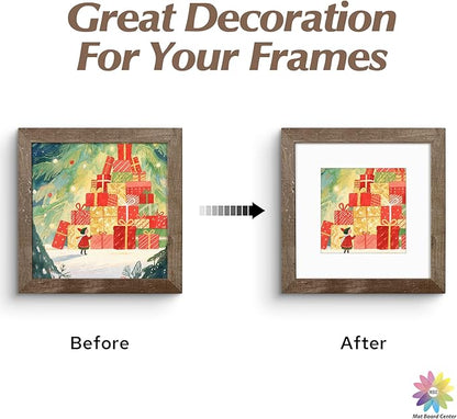 Mat Board Center, 12x12 White Mats for 8x8 Pictures - Acid Free, 4-ply Thickness, White Core, Bevel Cut - for Artworks, Photos, Framing - Pack of 12