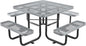 Global Industrial 46" Square Picnic Table, Expanded Metal, Gray Thermoplastic Coating, Attached Benches, 1-1/2” Umbrella Pole Hole, Outdoor-Rated, 1000 lb Capacity