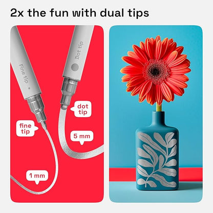 ARTISTRO 2 Silver Dual-Tip Acrylic Paint Pens - Multisurface Markers for Glass, Rock, Fabric, Wood, Plastic & More - 5mm Dot + 1mm Fine Tips