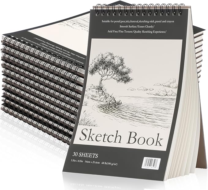 Jexine 60 Pcs 5.5'' x 8.5'' Top Spiral Bound Sketch Book 30 Sheet Each(68lb/100gsm), Sketching Drawing Pad Bulk Artist Sketch Pad Kids Drawing Paper Art Sketchbook for Painting (Tree)