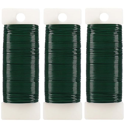 Tenn Well Green Floral Wire, 3 Pack Christmas Wreath Wire, 295 Feet 22 Gauge Florist Ties for Flower Arrangements, Christmas Ornaments, Wreath Making, Gardening, Crafts