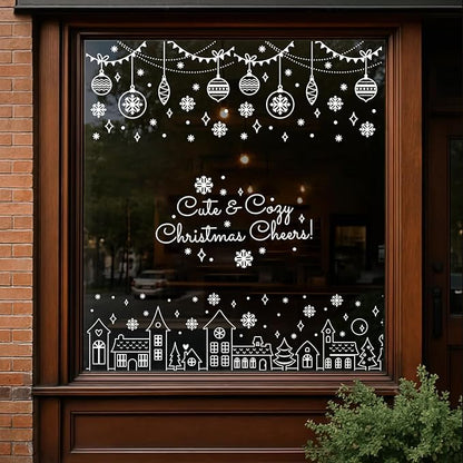 Christmas Stencils for Window Glass Large Christmas Stencils for Crafts Reusable Xmas Village House Holiday Stencil for Painting on Wood Wall Fabrics Decor