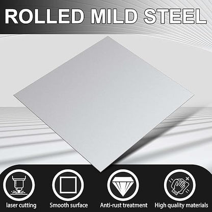 Hicarer 2 Pcs Mild Steel Sheet Cold Rolled 18 Gauge Metal Plate Weldable Metal Sheets for Professional Industrial DIY Use, Clean Surface Easy to Weld (12'' X 12'')