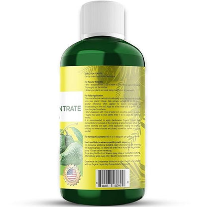 Organic Premium Kelp Seaweed Fertilizer - Liquid Plant Food - Nutrient-Rich Soil Enhancer - Improves Fruit Yield and Quality - Natural Plant Food for Avocado Tree (32 OZ)