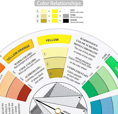 Nezyo 10 Pieces Color Paint Wheel Chart for Artist Kids Paint Mixing Learning Guide Art Class Teaching Tool Color Harmony Wheels for Makeup Blending Board Colorful Mixed Guide(5.5 Inch)