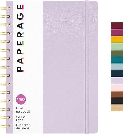 PAPERAGE Lined Spiral Journal Notebook, (Lavender), 160 Pages, Hardcover Journal for Women & Men, Medium 5.5 in x 8 in - 100 GSM, Thick Paper, Spiral Notebook for Work, School & Journaling