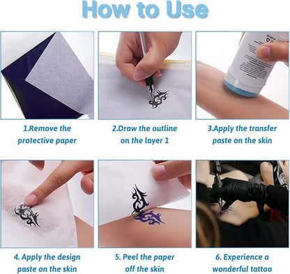 Combofix Tattoo Transfer Paper, 50 Sheets Thermal Tattoo Stencil Paper for tattooing, Transfer Paper Tracing Paper A4 Size with Tattoo Supplies