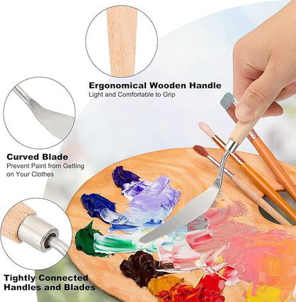 PATIKIL Art Spatula, No.4 12mm Stainless Steel Flexible Palette Knife Painting Knife Painting Spatula Oil Painting Mixing Scraper with Wood Handle for Canvas Acrylic Painting, Brown