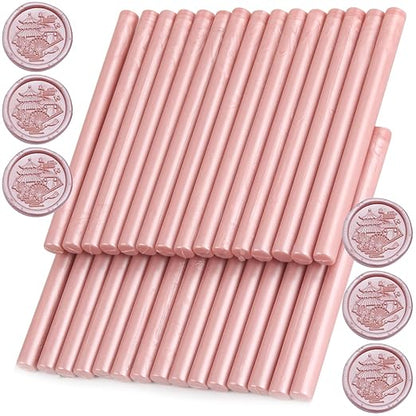 Rose Gold Wax Seal Sticks, 30pcs Sealing Wax Sticks, HOSEALING Glue Gun Wax Seal Sticks for Wax Seal Stamp, Premium Sealing Wax for Wedding Invitations, Letter, Envelope (Mini Size)
