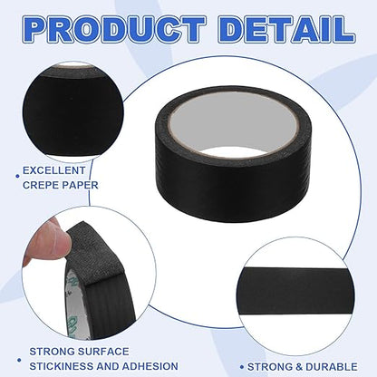 MECCANIXITY Masking Tape 1.6 Inch x 21 Yard Painter's Tape Black Paint Tapes for DIY Crafts Arts Drawing Decoration Labeling Car Painting Artist Teachers, Pack of 6
