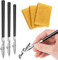 Zonon 6 Pieces Art Ruling Pen 3 Sizes Masking Fluid Pen and 50 x 35 x 5 mm Glue Residue Eraser, Ruling Ink Set for Watercolor Drawing Mounting Art Artists Supplies, No ink(Black)