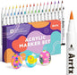 Arrtx 36 Colors Acrylic Marker for Rock Painting, Extra Brush Tip Paint Markers, Art Supplies, Fabric Markers, Waterproof Paint DIY Crafts Making