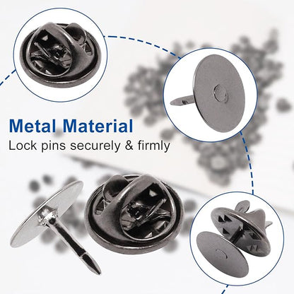 130 Set Pin Backs, Blank Pins Scatter Butterfly Clutch Pin Holder Enamel Pins Locking Backs Tie Tacks Jewelry Backings Clasp for Brooch Lapel Hat Uniform Badges Tie Tack (10mm, Silver&Black)