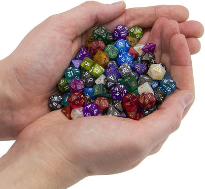 Wiz Dice Mini DND Dice Set - 140 Pieces Total (20 Sets of 7 Dice in Unique Colors) & Storage D&D Bag-Polyhedral Role Playing Dice - Perfect DND Accessories for TTRPG Dice - Hafling's Haversack