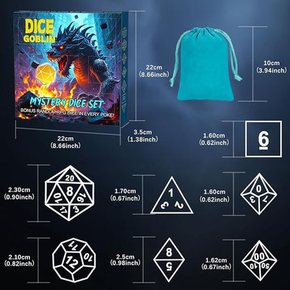 CiaraQ Mystery DND Dice Sets - Random 9 Complete Polyhedral Dice Sets with 9 Random Bags, Wide Range of Patterns, Surprise Blind Box DND Gifts for Dungeons & Dragons, Role Playing Table Game