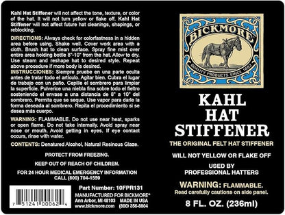 Bickmore Kahl Hat Stiffener - Great for Fabric & Felt Hat Brims - Will Not Affect Tone, Texture, or Color
