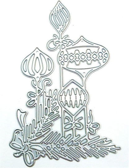 Metal Cutting Dies DIY Merry Christams Embossing Stencil Template Scrapbooking Card Making Mold Photo Album Arts Crafts Tools (Christmas ornament-12.7x8cm)