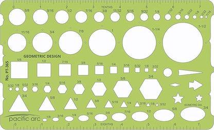 Pacific Arc - Template: Geometric Designer - Stencils for Drafting and Circle Drawing - Professional or School Work. - 4.875" x 8"