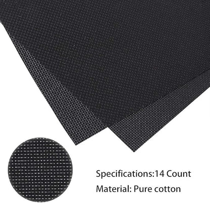 Caydo 2 Pieces 14 Count Classic Reserve Aida Cloth Cross Stitch Cloth, 25 by 18-Inch Big Size, Black