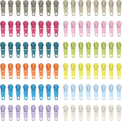 DOITEM 96Pcs Zipper Repair Kit Zipper Replacement 3# Zipper Pull Rescue Kit for Clothing Jackets Purses (12 Colors)