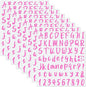 Outus 576 Pieces 8 Sheets Letters Stickers Self Adhesive Vinyl Letter Alphabet Number Stickers Mailbox Numbers Sticker, Decals for Classroom Decor, Sign, Door(Pink,1 Inch)