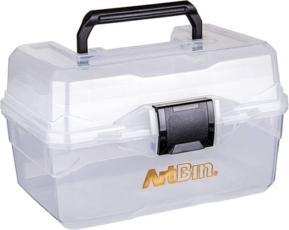 ArtBin 6890AG Small Project Box, Portable Art & Craft Organizer with Lift-Out Tray, [1] Plastic Storage Case, Clear (Pack of 6)