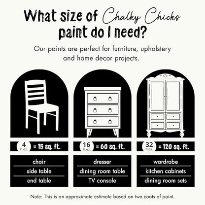 Chalky Chicks All-in-One Chalk Paint for Furniture or Cabinet - 16 Fl Oz - Matte Finish Buttermilk (White) for Metal, Wood Furniture Paint - No Sanding All-in-One for Home Decor & Crafts, USA Made