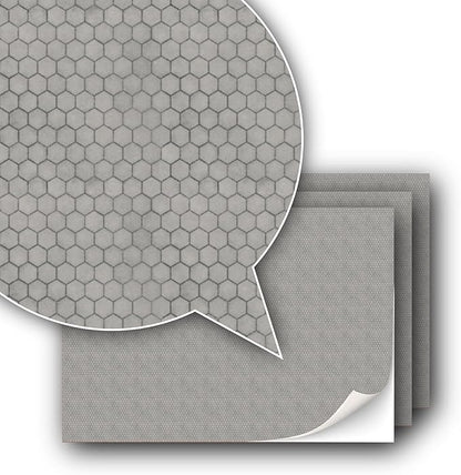 3 Sheets Self-Adhesive Decorative Film Paving Stones and Surfaces for Model Making in Scale 1:87 Scale H0 (UK: 3.5 mm Scale) (Concrete Hexagons)