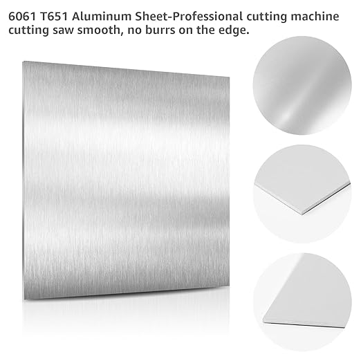 2 Pack 6061 T651 Aluminum Sheet Metal 6" x 12" x 1/8" (0.125") Rectangle Metal Plate Covered with Protective Film, 3mm Flat Aluminum Plate for Crafting and Industry
